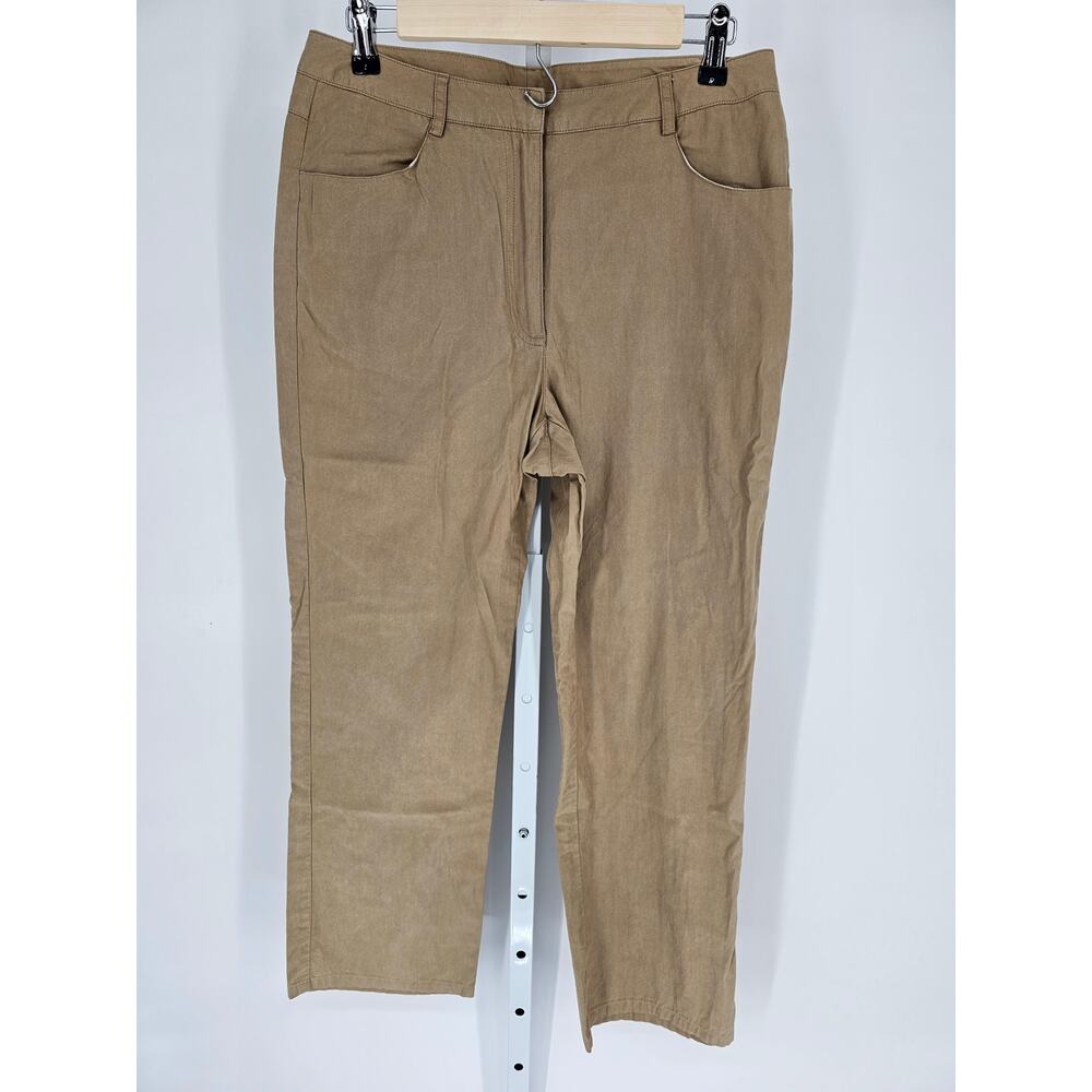 Liz Claiborne Women's Tan Wide Leg Straight Belt Loop Casual Pant Size 12P
